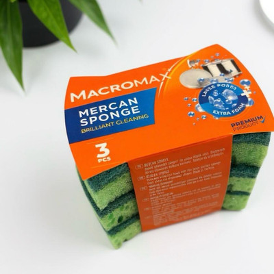 MACROMAX Mercan großporiger Schwamm mit extra Schaum, ergonomischer Griff glänzende Reinigung