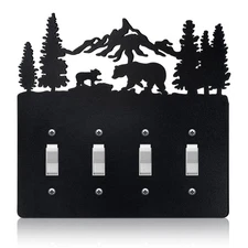 Metal Bear Switch Covers Moose Tree Mountain Elk Black Light Plate Forest Out...