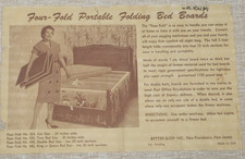 VTG 50s Better Sleep Inc 4-Fold Portable Bed Board Aircel Firm Support USA Made