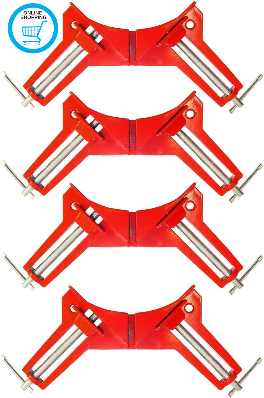 4Sets Corner Clamps for Woodworking, 90 Degree Right Angle Clamp for Wood Weldin