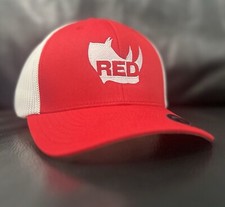 RED Port Authority Flexfit Mesh Back Cap L/XL Baseball Hat Trucker Mid Profile