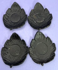 Set of 4 Cast Iron Tree Leafs Tea Light Votive Candle Holder Rustic 4.75"