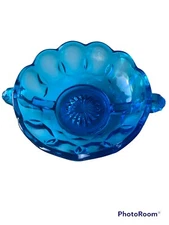 Anchor Hocking Fairfield Blue Double Handle Nappy Bowl, Pre-Owned Fine Condition