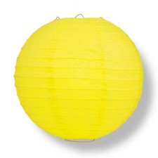 6" Yellow Round Paper Lantern, Even Ribbing, Hanging Decoration