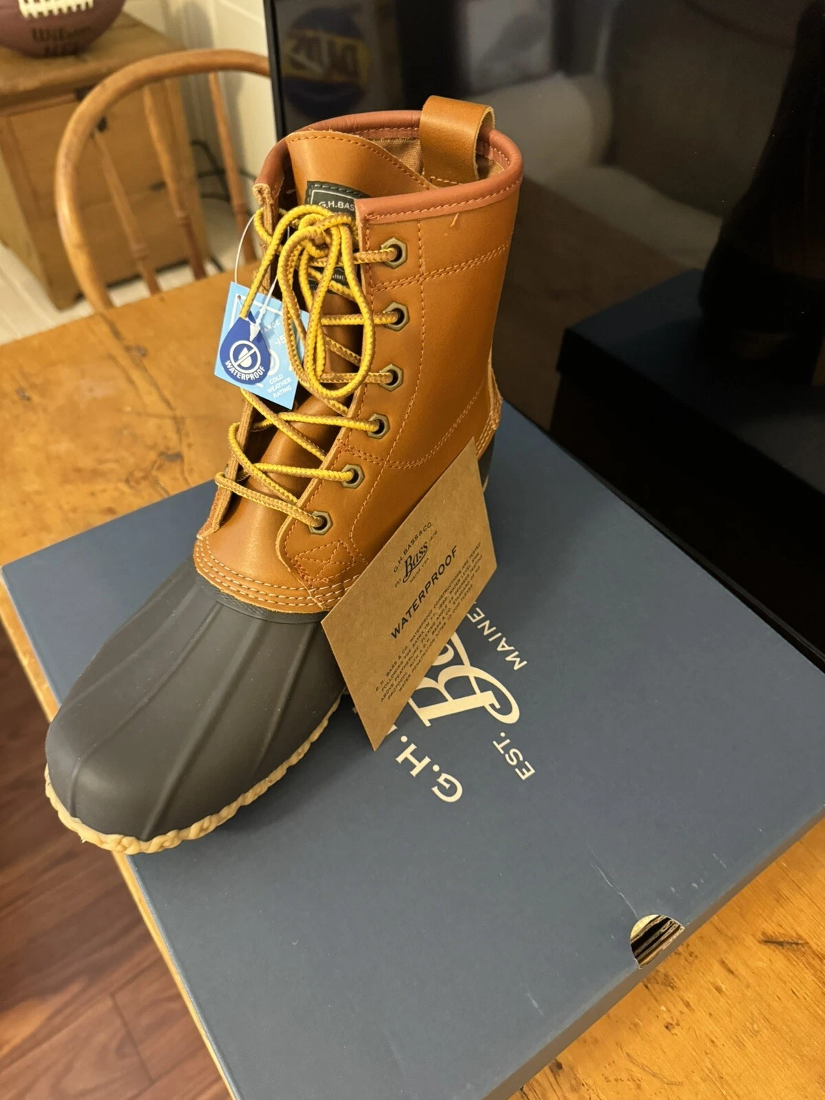 GH Bass & Co Mallard Waterproof Duck Boots Hunting Shoes Size 9 M Tan Black NIB