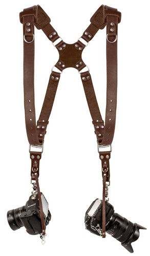 Genuine Leather Camera Holder Straps With Padded Shoulder Dual Camera Holder - 第 5/5 張圖片
