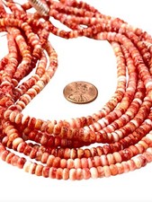 AAA Red Orange Spiny Oyster Rondelle Disc Polished Heishi Beads 3x5 126 