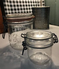 Vintage Bocal Le Parfait "Super" 200 & 750 Lot of 2 Jars Hinged Wire Bail France