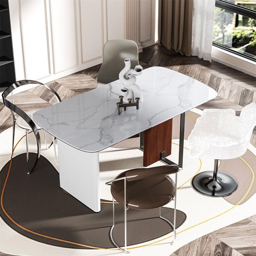 Rectangular Marble Dining Table Luxury Family Dinner Tables Kitchen Living Room - Picture 5 of 16