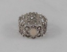 Rare Élégant Rond de Serviette Floral Ajouré Motifs De 835er Argent