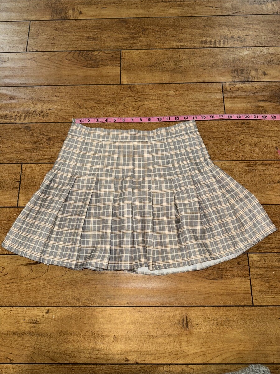High Waisted Plaid Mini Skirt Size 28in Gray | eBay