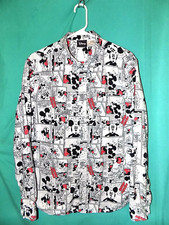 Exc Vtg DISNEY MICKEY MOUSE LS BUTTON-UP SHIRT, COTTON-RAYON, GENEROUS Sz M