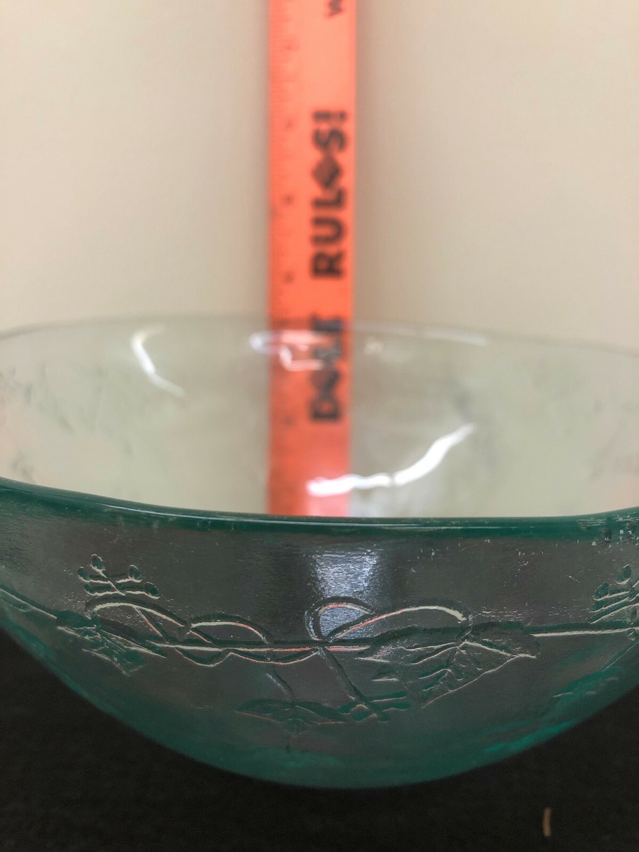 Vintage Light Blue Depression Glass Bowl Grape Vine Design 7