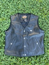 Harley Davidson child  s Leather Vest Snap Front Sz 2XL Logo On Buttons Vintage