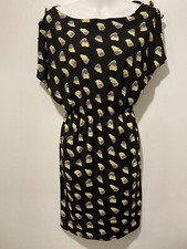 Y2K Vintage Orion Retro Style Mini Dress w Clouds Black/Yellow One Sixe NWOT
