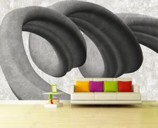3D Wave Industrial Style Abstract Self-adhesive Removeable Wallpaper Wall Mural