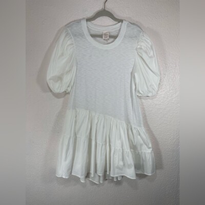 Cinq à Sept ''Caitlin'' Caitlin Mini Dress Sheer White Puff Sleeves Women s Large