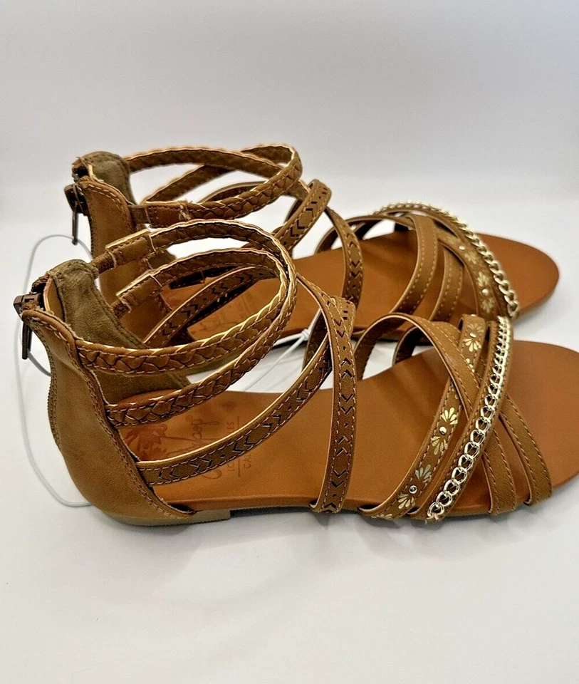 Women Jellypop Musique Sandal Shoe 6M Brown Strappy Boho Embellished Gypsy - Image 3 of 4