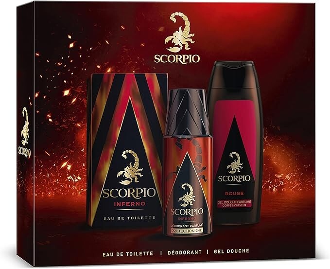 Coffret Cadeau Scorpio Inferno Homme idée soin parfumée 3 pièces