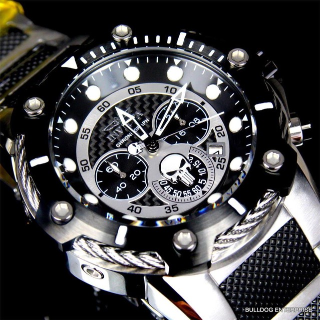 Invicta Marvel Punisher Bolt 51mm Steel Limited Ed Black Chronograph