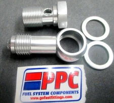 06An Male Flare to 9/16"-24 Holley Carb Banjo Inlet bolt & Fitting SimChrom Silv