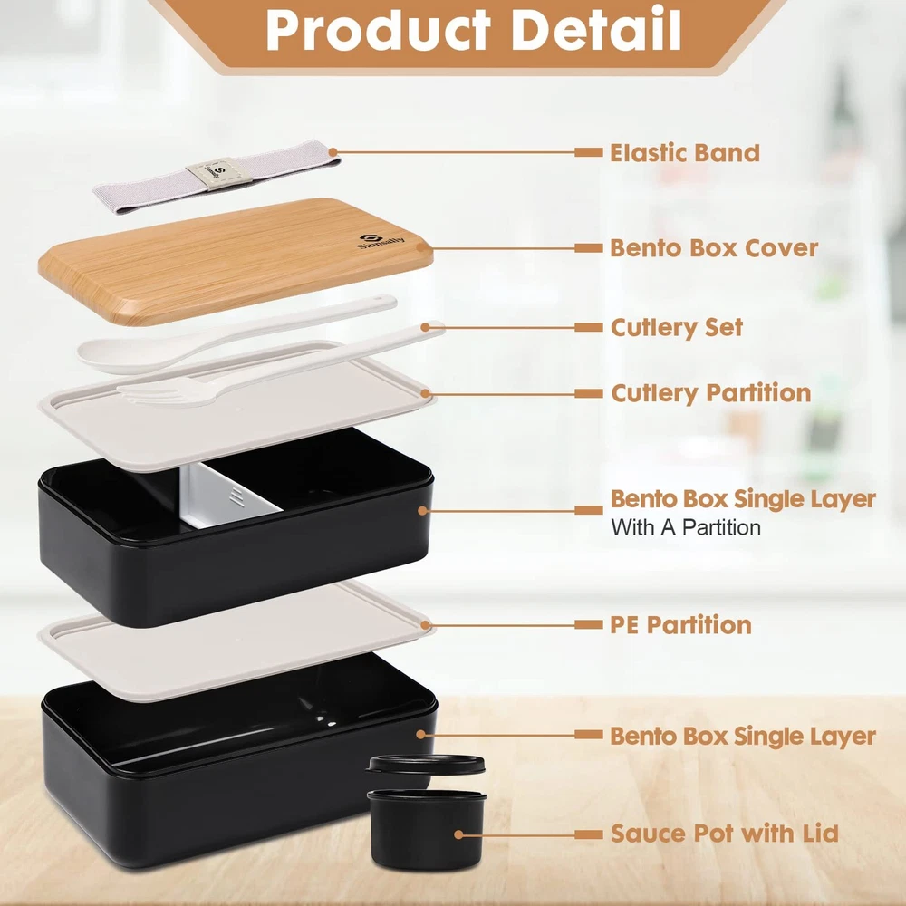 Bento Box Adult Lunch Box With Compartments For Women & Men47ozstackable Japan