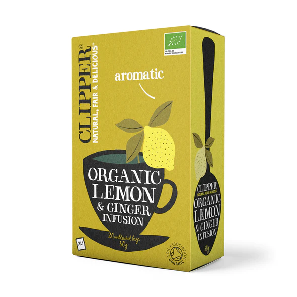Clipper Tea Bags Organic Lemon & Ginger Infusion 20 Bags (Pack of 6)