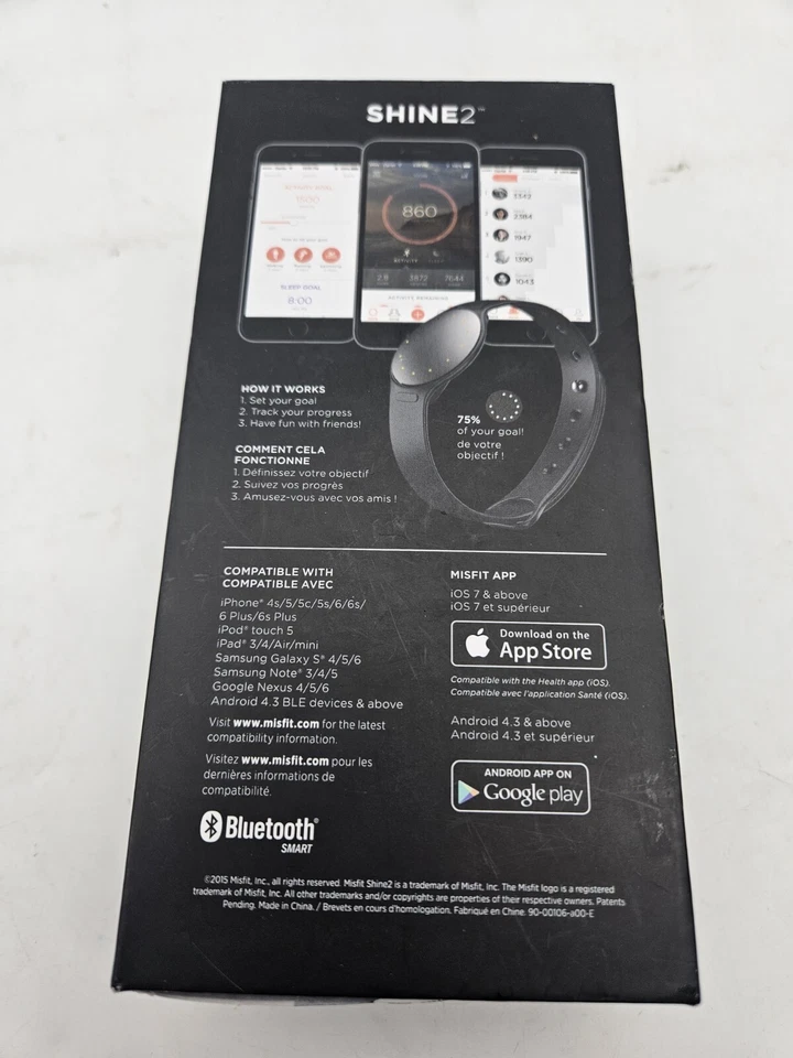 Часы Misfit Shine 2 трекер сна и фитнеса - шампанское и черные - НОВЫЕ - - Изображение 2 из 3