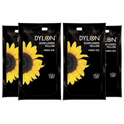 Dylon Handstoff Farbstoff Beutel, Sonnenblumengelb, 4 Packungen mit 50 g