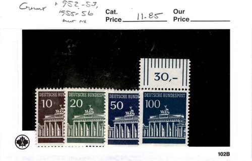 Germany, Postage Stamp, #952-953, 955-956 Mint NH, 1966 Brandenburg Gate (AG)