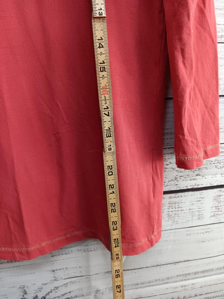 COLUMBIA футболка женщин размер маленький красный хлопок v-образным вырезом длинным рукавом - Изображение 4 из 4