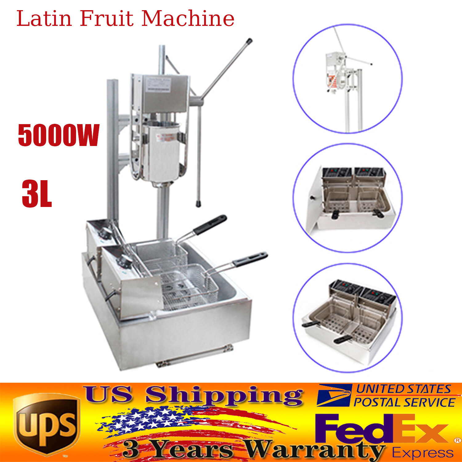 Freidora manual de churros de churrera vertical de encimera comercial de 12 L