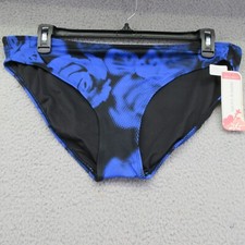 Beach Swimwear Women Bikini Basic Brief Bottom Sz-16 Black Blue Tropical Escape