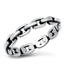 Sterling Silver Chain Link Fashion Band Ring NEW
