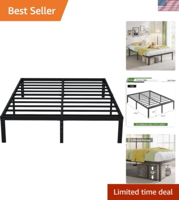 14 Inch Full Size Bed Frame Heavy Duty Metal Platform No Box Spring Needed, E...