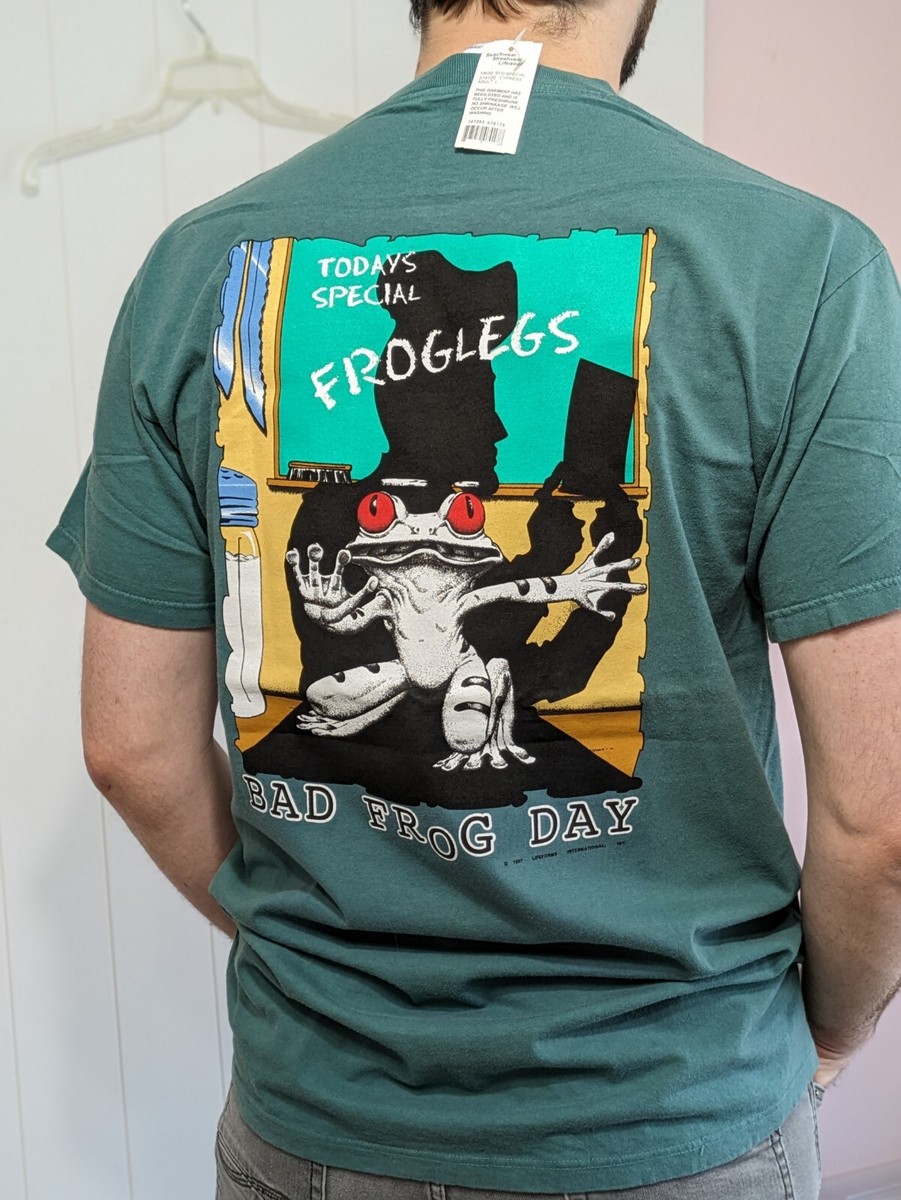 NWT vtg 1997 Lifeforms Mens Graphic T-shirt- Bad Frog Day Special