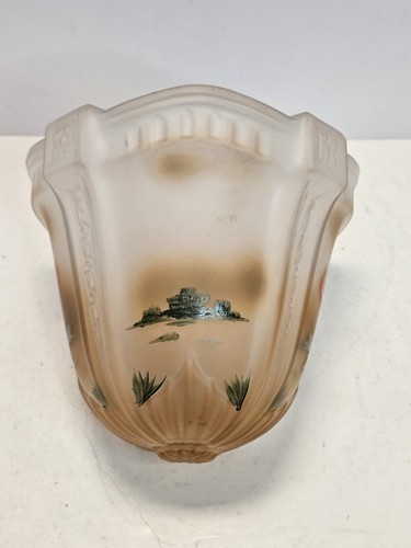 Antique 1920's Embossed Art Deco Glass Acorn Hand Painted Ceiling Globe Shade - Picture 2 of 17