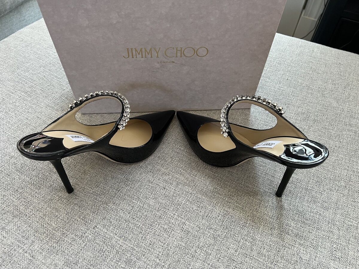 NIB Jimmy Choo Bing 100 Black Patent Leather Mules with NIB Jimmy Choo Bing 100 Black Patent Leather Mules with