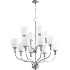 Quorum Richmond 12 Light 34' Chandelier, Satin Nickel - 6811-12-65