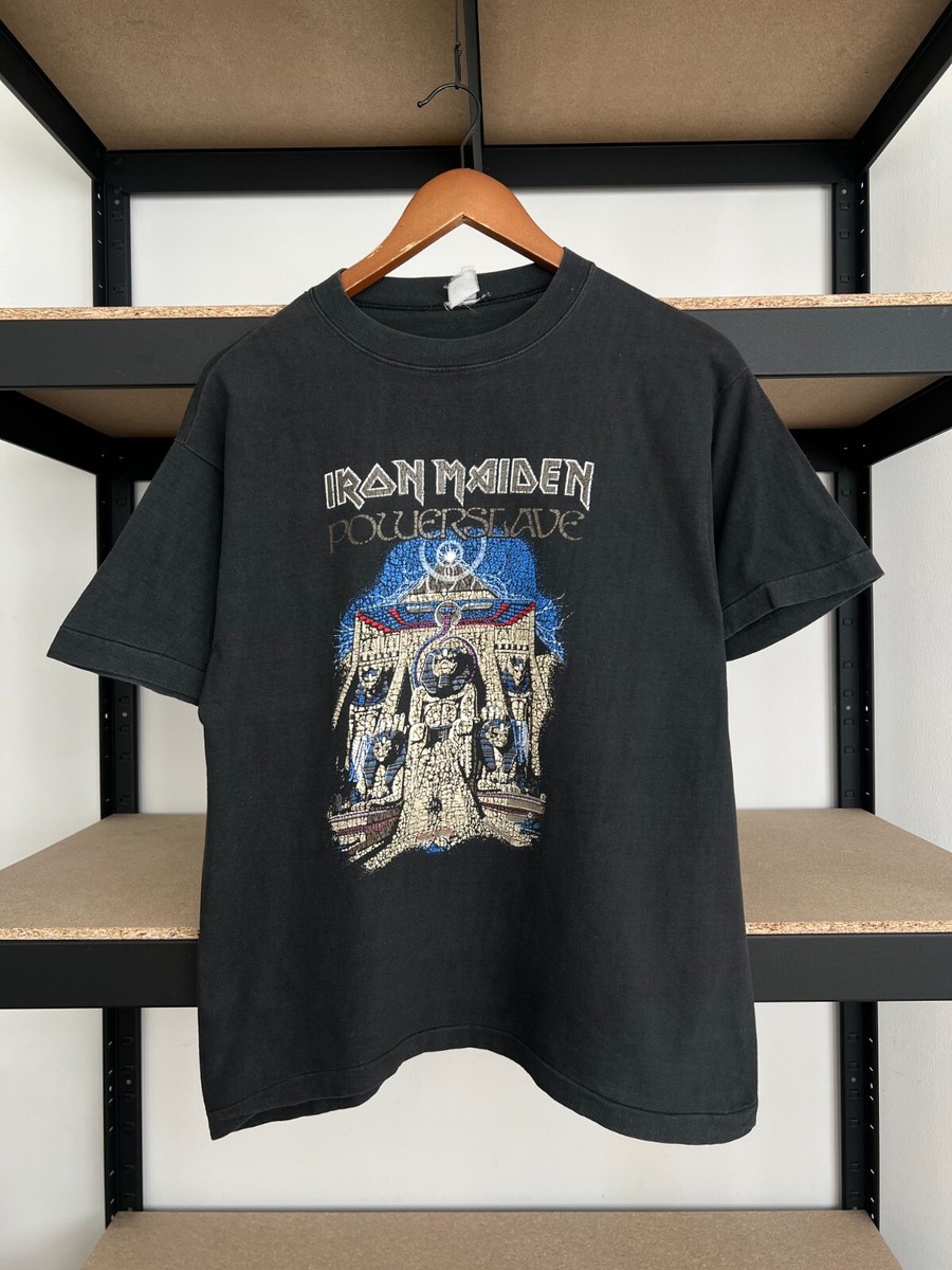 90's Iron Maiden トレーナー USA製 Vintage 90s Iron Maiden Powerslave Single Stitch Black T-shirt Sz