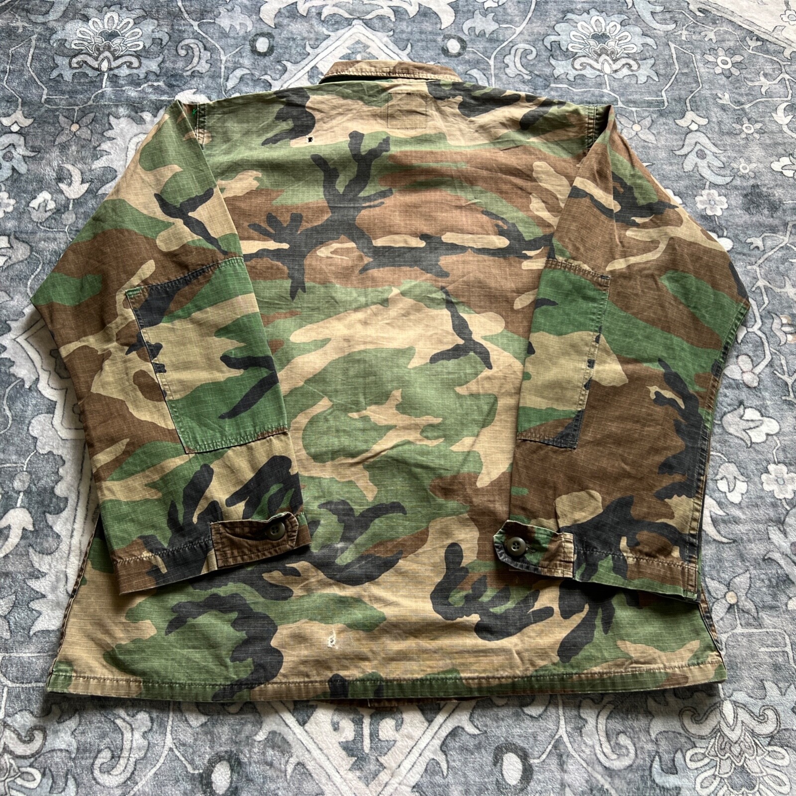 VTG US Army Jungle Jacket Men Medium Woodlnd Camo Combat Hot Weather Shacket 80s