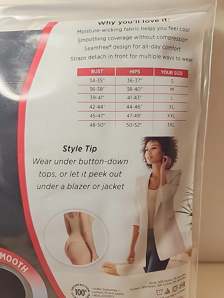 NUEVO Jockey Essentials Tanga Sin Costuras Sin Compresión Negro Body Med  Foto 3 de 3