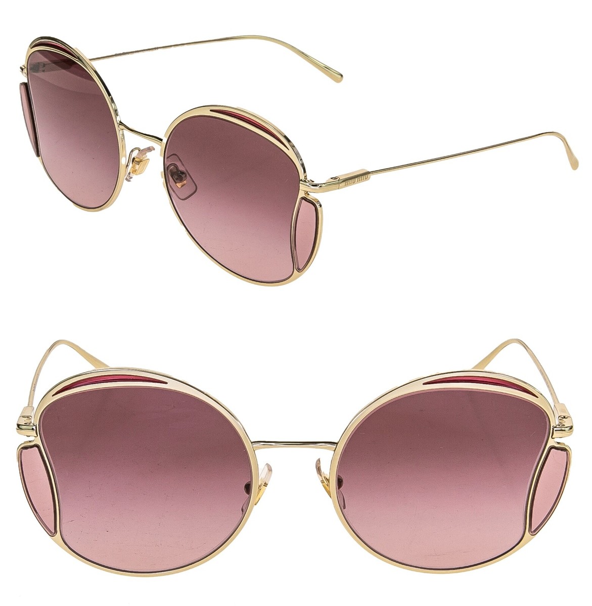 MIU MIU CORE MU56XS Gold Pink Round Metal Fashion Wavy Design
