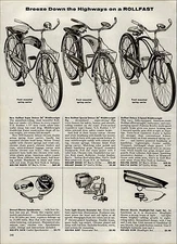 1959 PAPER AD 2 PG Rollfast Bicycle Super Deluxe Special Tank Light Book Rack