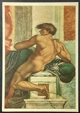 Ignudo by Michelangelo Vintage Continental Art Postcard Unposted
