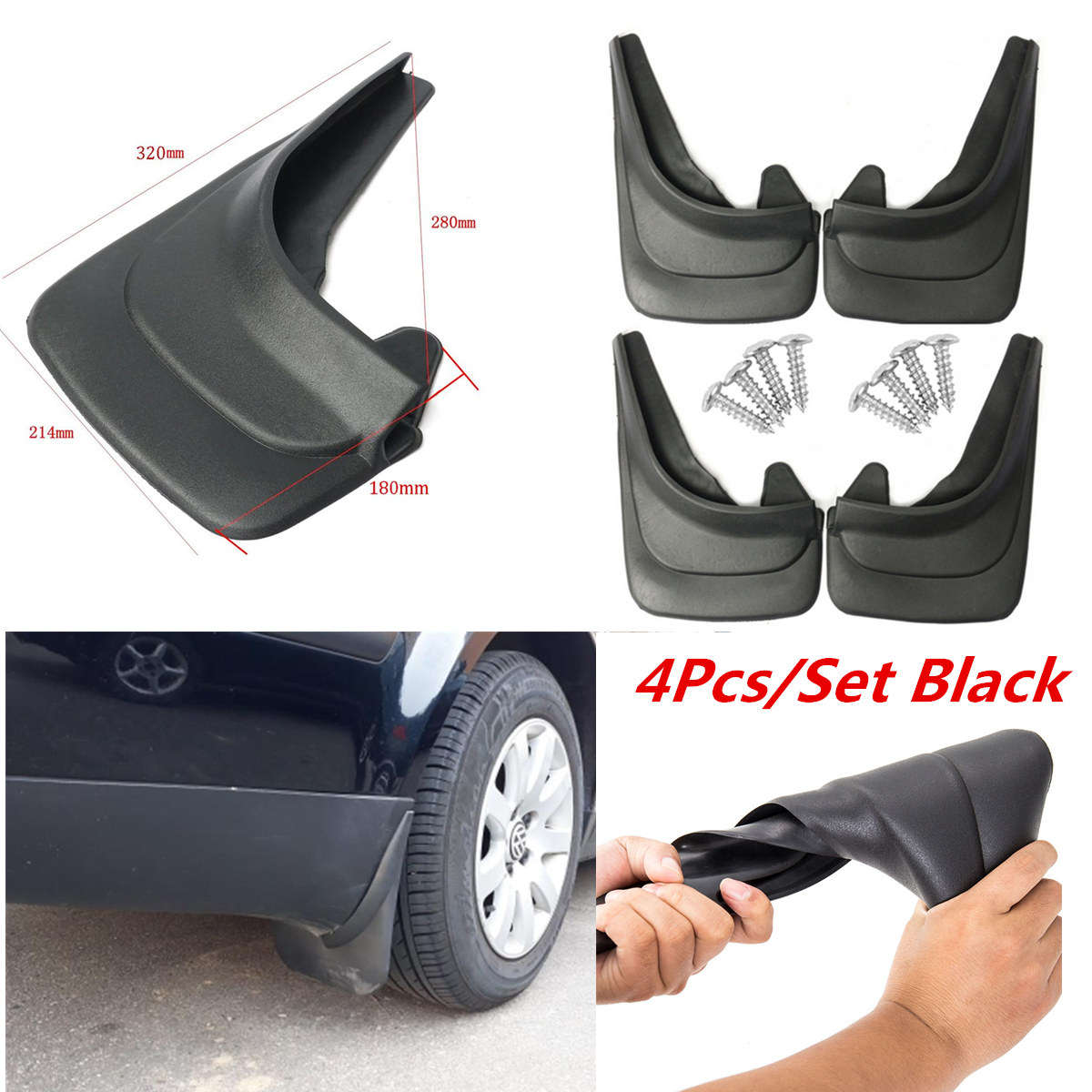4Pcs/Set Black ABS Soft Plastic Splash Guards Mud Flaps Fender For Car Truck RV eBay