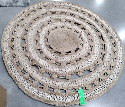 IVORY / NATURAL 5' X 5' Broken Thread Rug, Reduced Price 1172764888 NF169B-5R