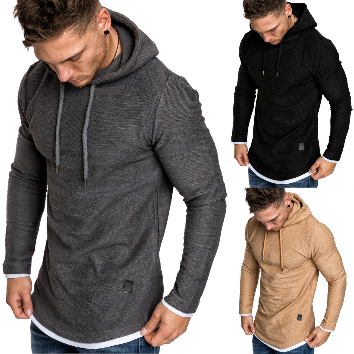 Herren 2in1 Oversize Kapuzenpullover Hoodie Sweatjacke Pullover