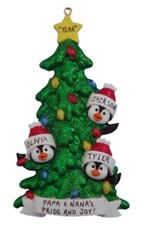 Personalized Penguin Tree Family of 3 Christmas Ornament