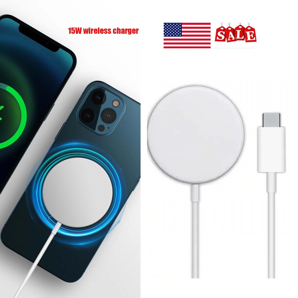 Wireless Fast Charger Compatible with iPhone AirPods and Apple MagSafe Technology for Quick Charging-image